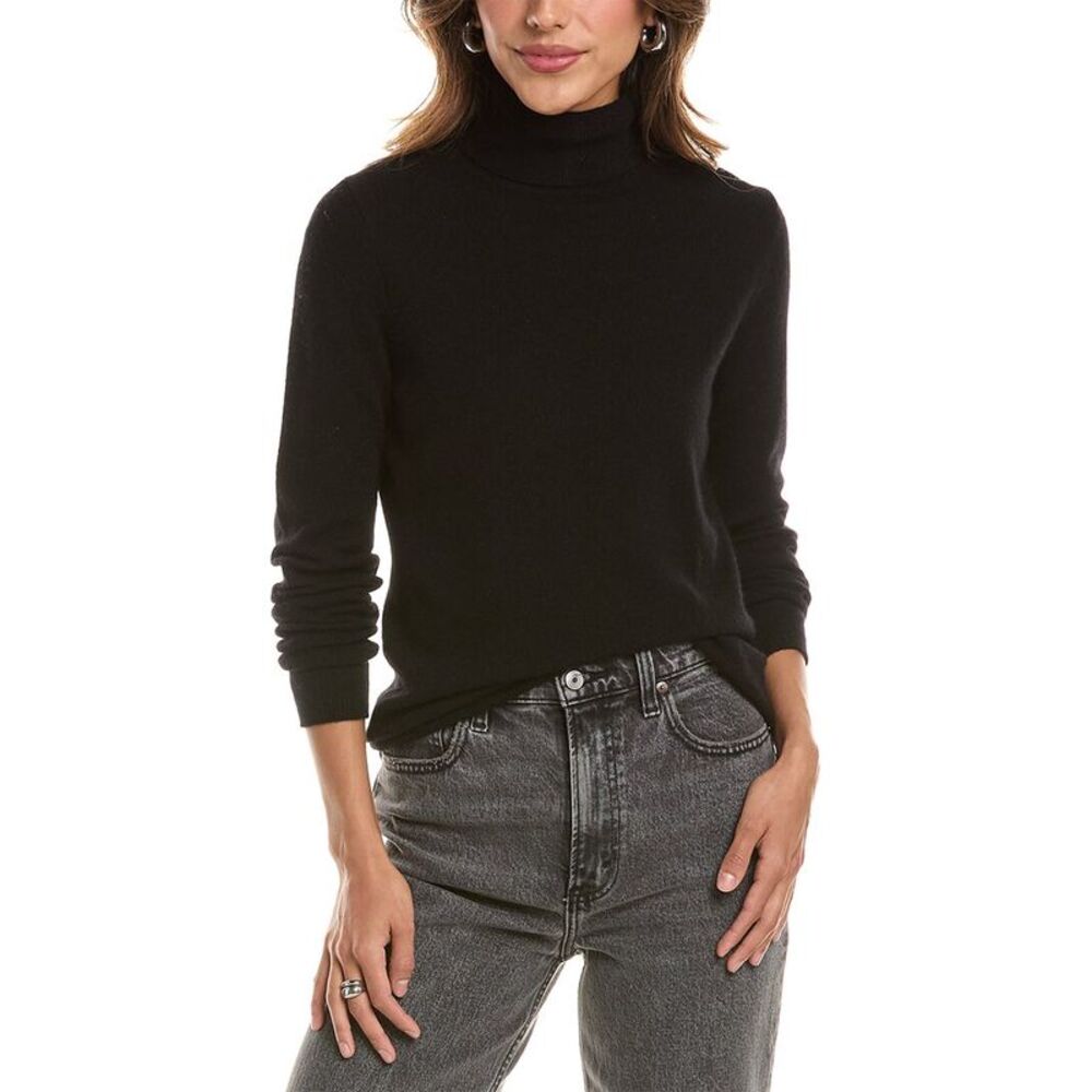 Forte Cashmere Womens  Basic Turtleneck 100% Cashmere Pullover, Grey